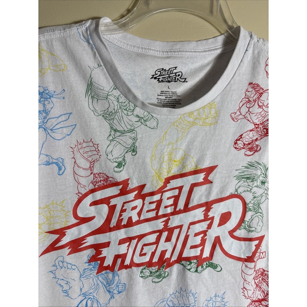 Street Fighter All Over Print Graphic Tee T-Shirt Mens Size Large